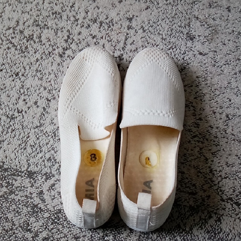 White Slip-On Knit Shoes